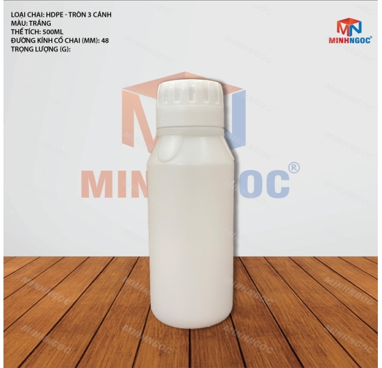 CHAI NHỰA HDPE TRÒN 3 CÁNH 500ML