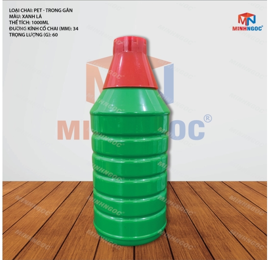 CHAI NHỰA PET  TRÒN GÂN 1000ML