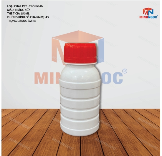CHAI NHỰA PET TRÒN GÂN 250ML