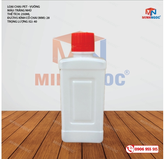 CHAI NHỰA PET VUÔNG 250ML