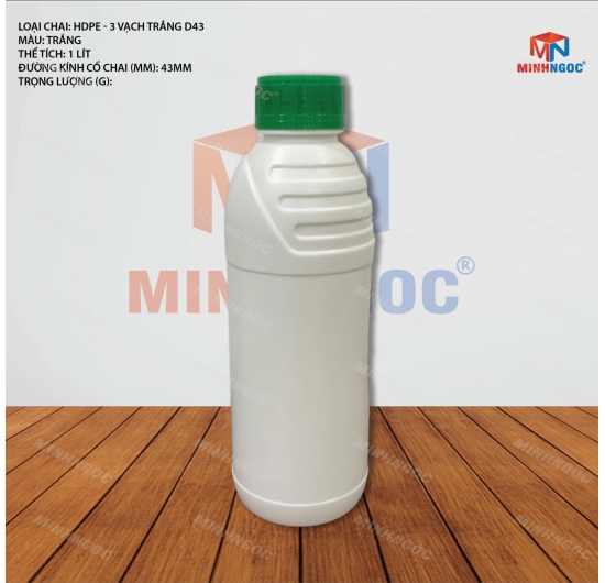 CHAI NHỰA HDPE TRÒN 3 GẠCH 1000ML