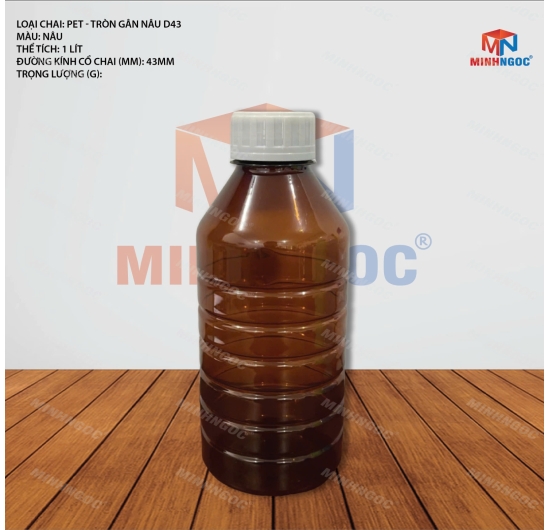 CHAI NHỰA PET TRONG GÂN NÂU 1000ML