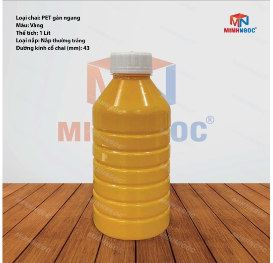 CHAI NHỰA PET TRÒN GÂN NGANG 1000ML