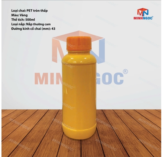 CHAI NHỰA PET TRÒN THẤP 500ML